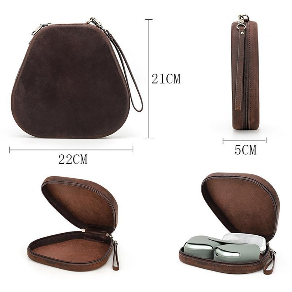Luxury Leather AirPods Max Carry Case With Zipper Wrist Strap And 360 Protection 4