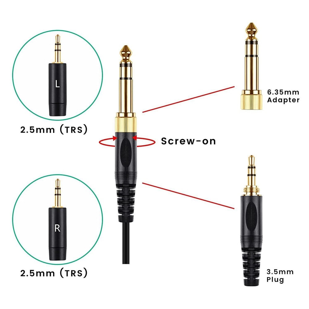 HIFI OFC Headphone Cable for HIFIMAN HE400i HE560 HE1000 with 3.5mm & 6.35mm Adapter