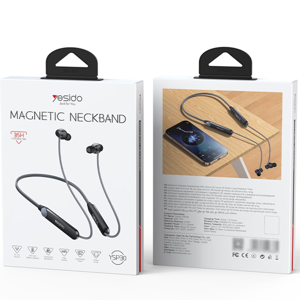 Yesido YSP30 Bluetooth 5.4 Neckband Wireless Earbuds with 35H Playtime