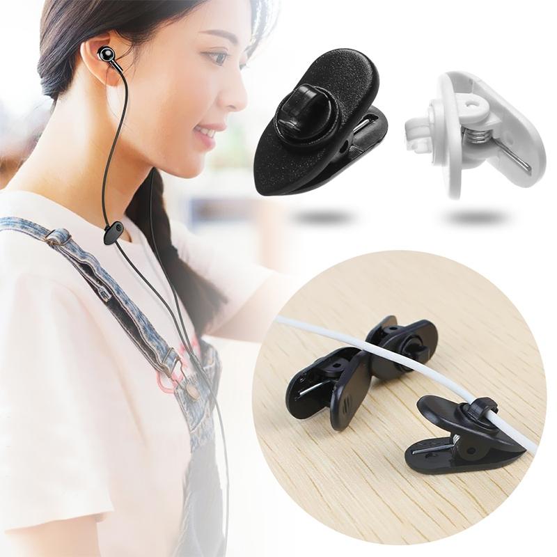 Rotating Headphone Cable Clip Set For Earphones Clothing Mount Holders 7