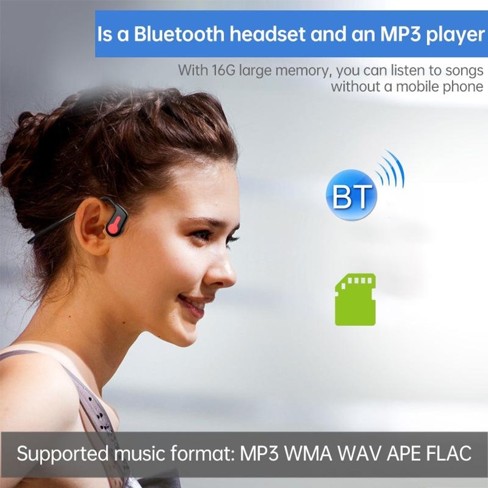 K3 Bone Conduction Bluetooth 50 Waterproof Wireless Sports Headphones With 16GB Storage 6