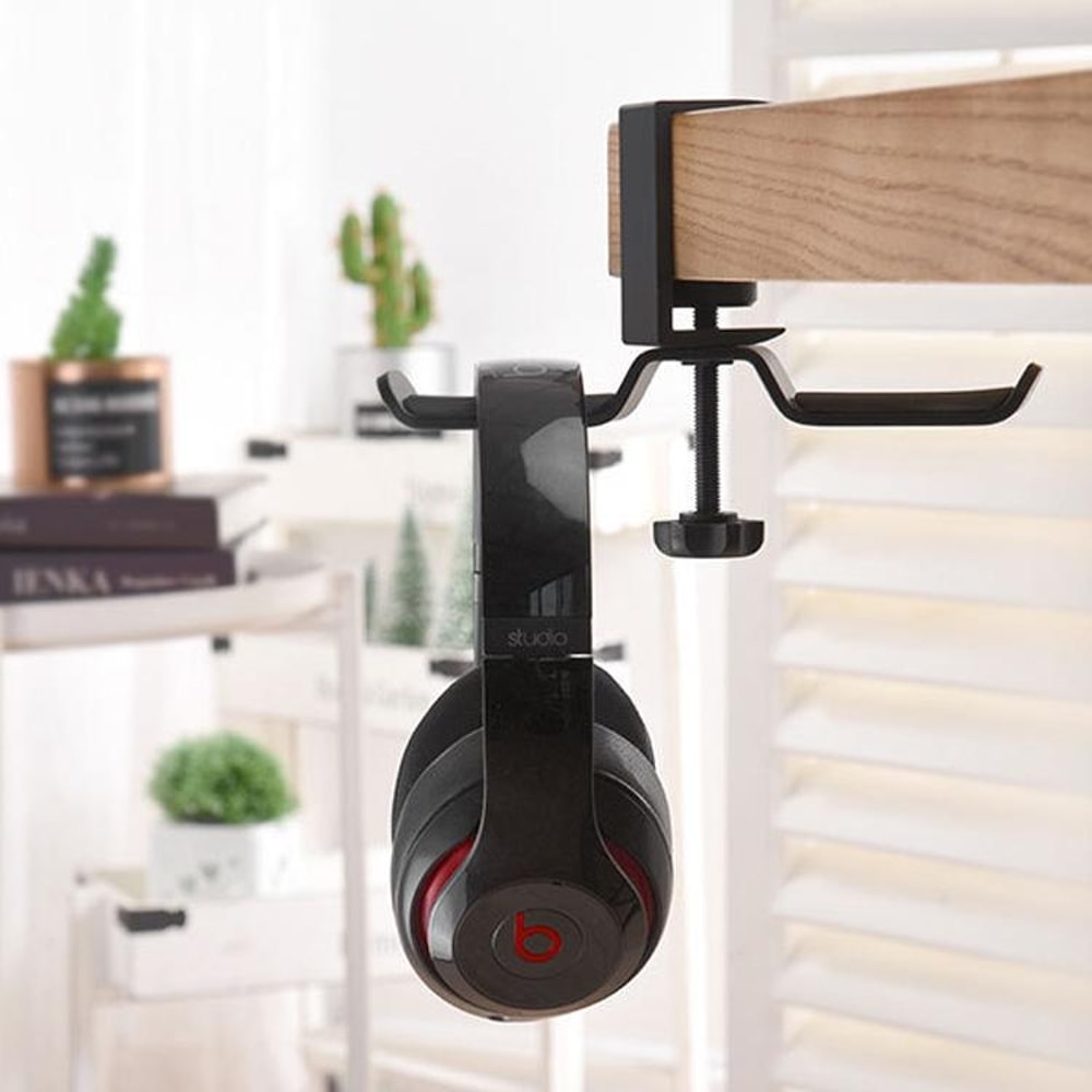 360 Rotating Headphone Stand ClampOn Aluminum Desk Headphone Hanger For Gaming Office Setup 11