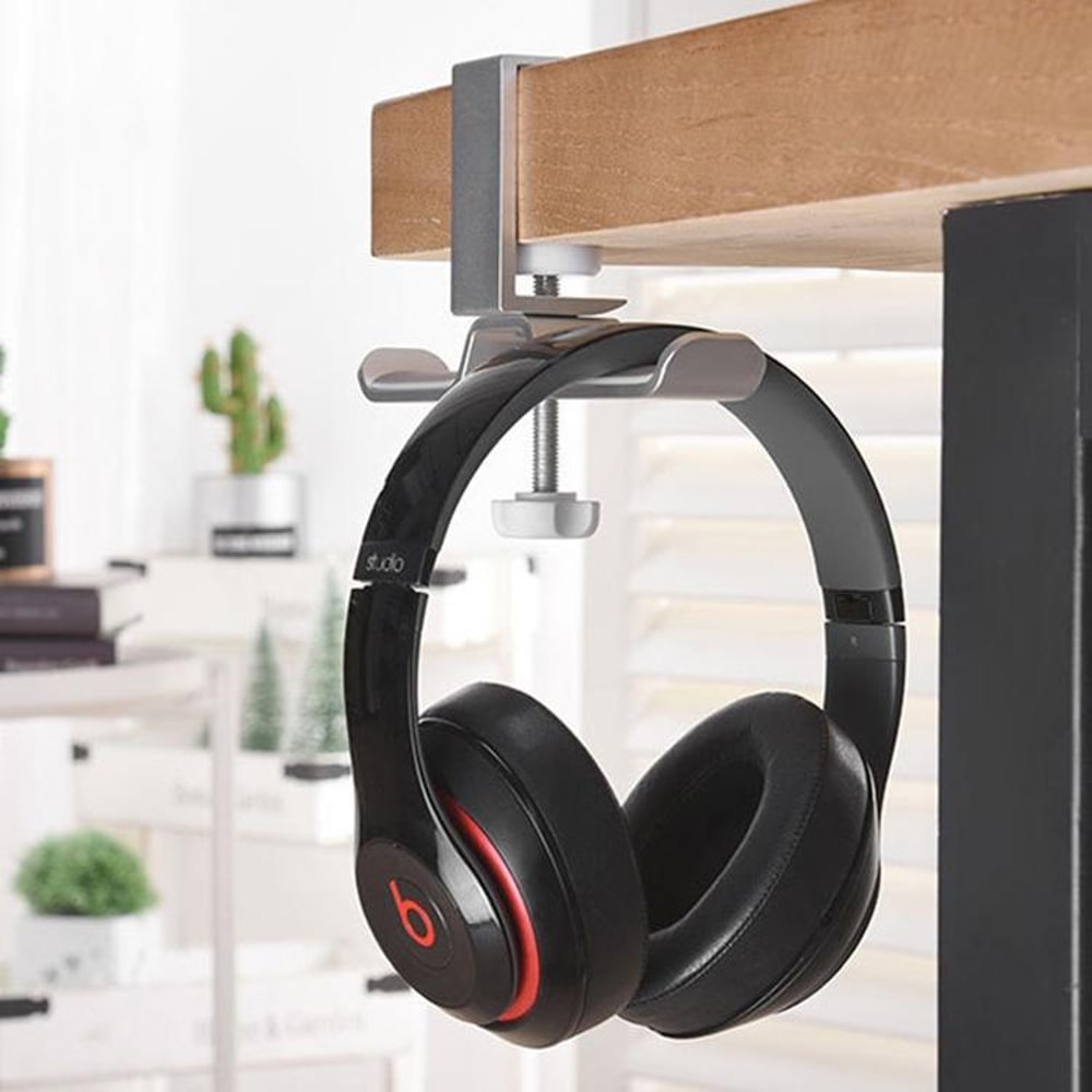 360 Rotating Headphone Stand ClampOn Aluminum Desk Headphone Hanger For Gaming Office Setup 7
