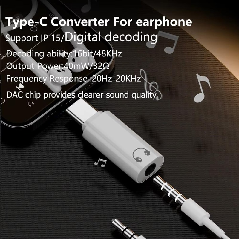 USB C To 35mm Audio Adapter With DAC HiFi Headphone Converter 6