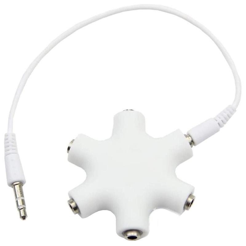 6 Port Headphone Splitter With 35mm Audio Cable For Phones Tablets Stereo Sharing 0