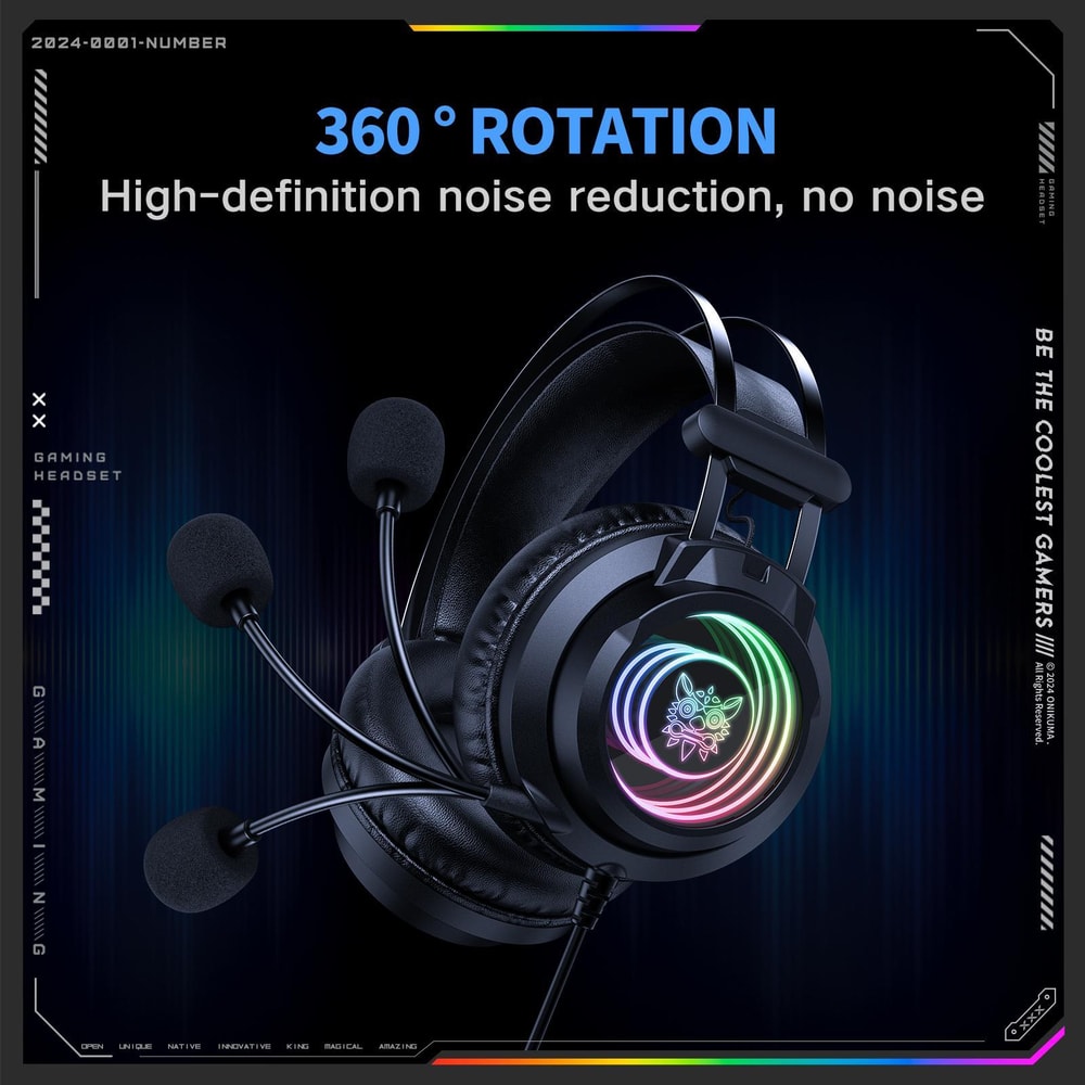 ONIKUMA X80 RGB Gaming Headset With 71 Surround Sound Noise Cancelling Mic 2