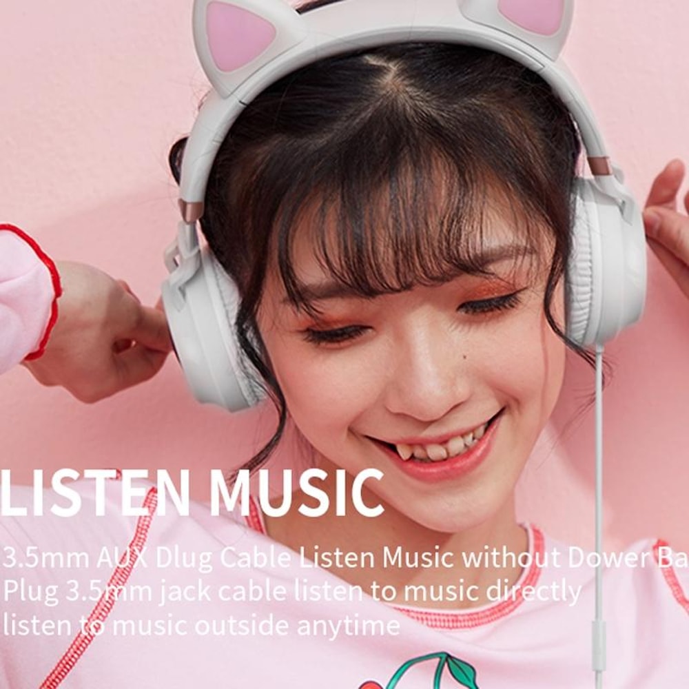 P28 Cute Cat Ear Gaming Headphones With Microphone And Stereo Sound 1