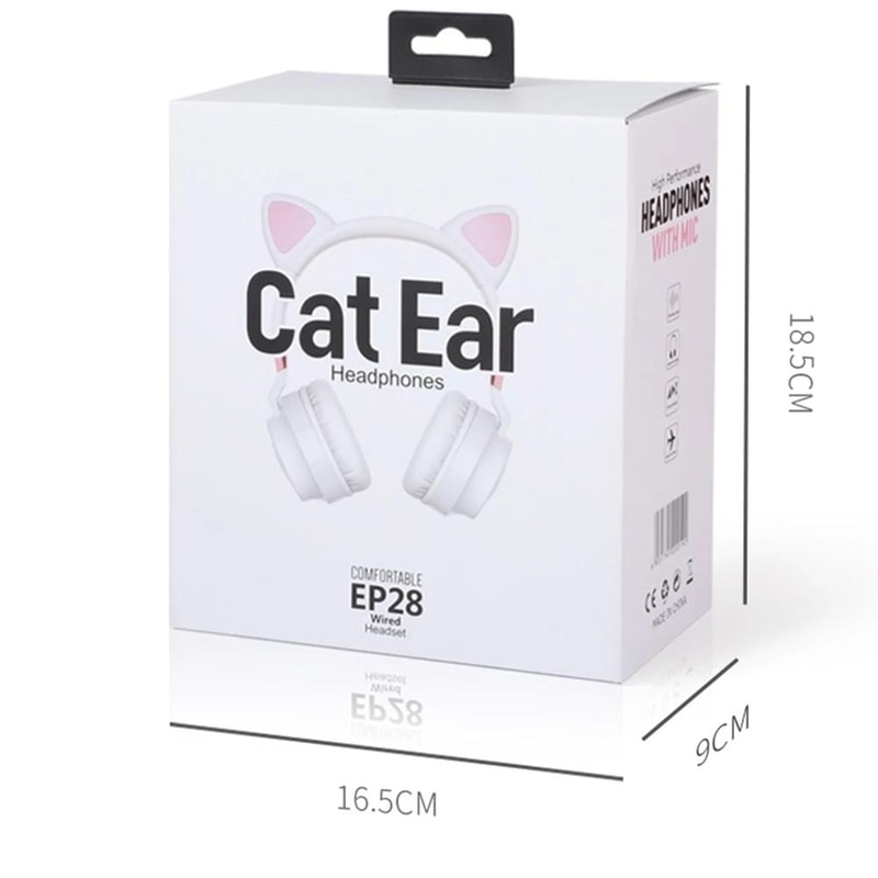 P28 Cute Cat Ear Gaming Headphones With Microphone And Stereo Sound 4