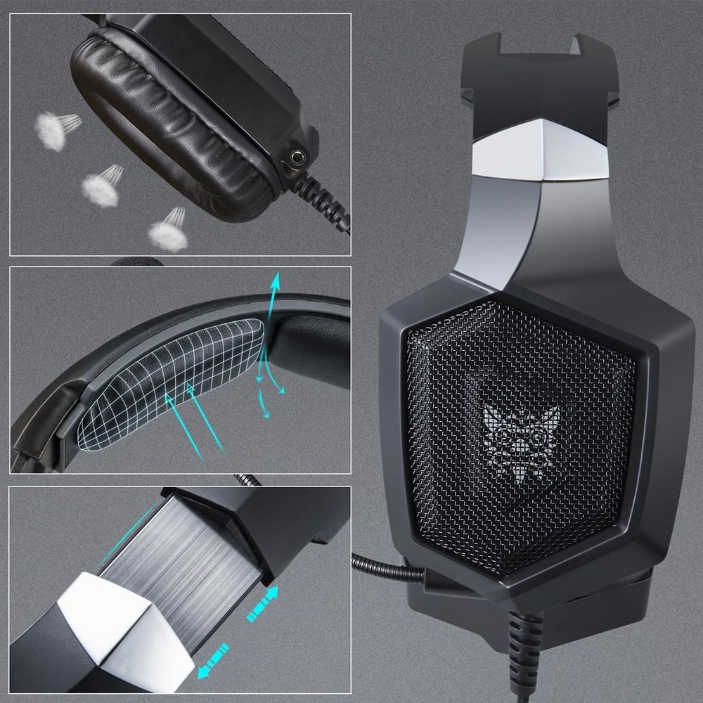 ONIKUMA K8 Gaming Headset With RGB Lights Noise Isolating Stereo Sound 2