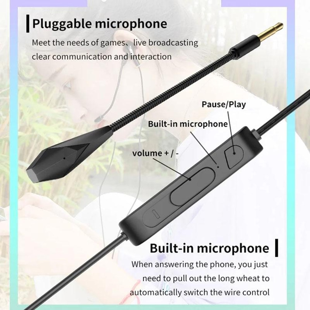 Gaming Wired Earbuds With Mic And 71 Surround Sound 35mm Headphones 3