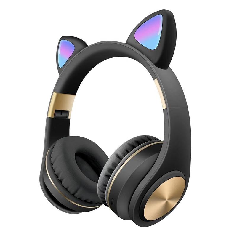 RGB Cat Ear Bluetooth Gaming Headset With Wireless Audio LED Light For Kids Teens Gamers 12