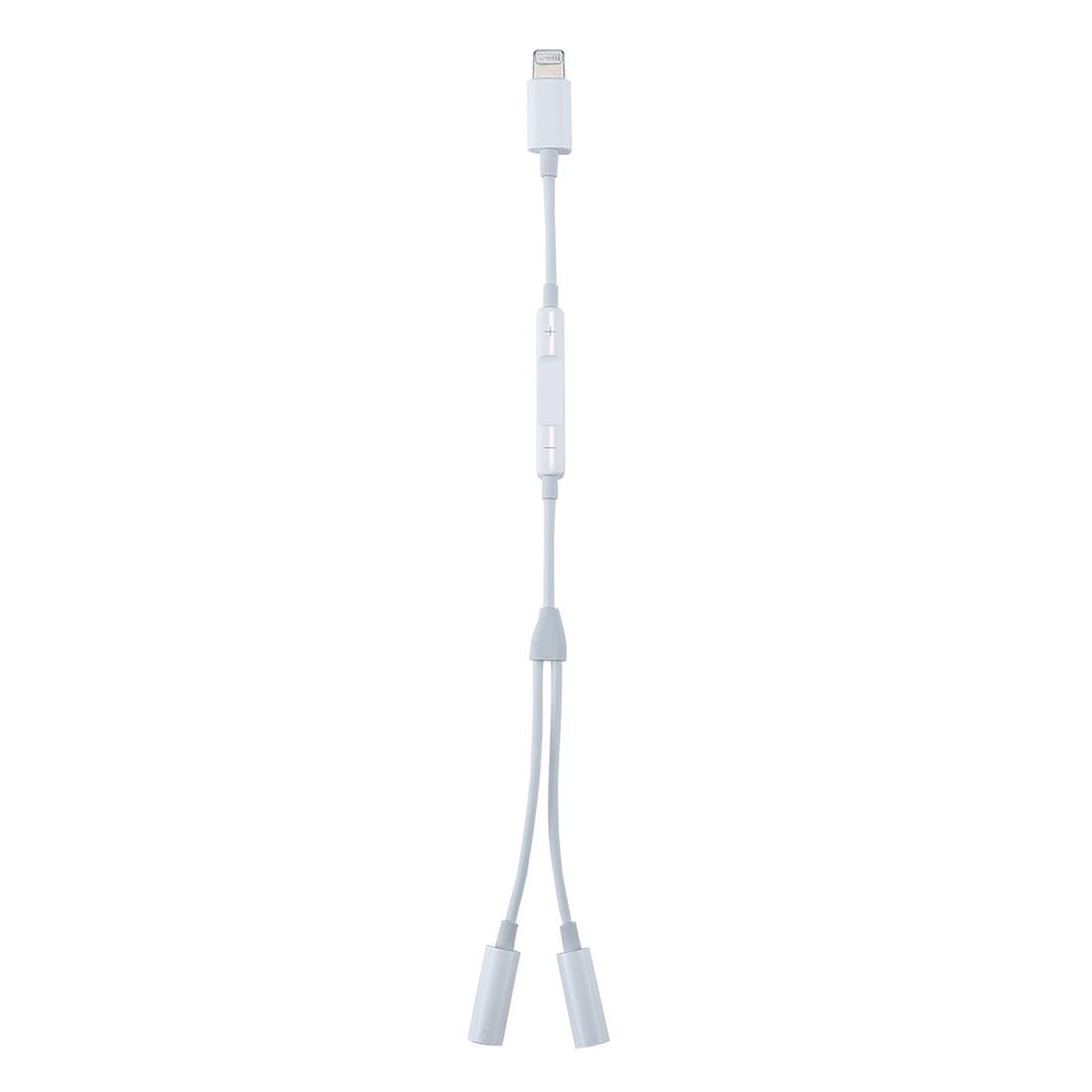 2 In 1 Lightning To Dual 35mm Headphone Adapter With Wire Control For Phones IPad 3