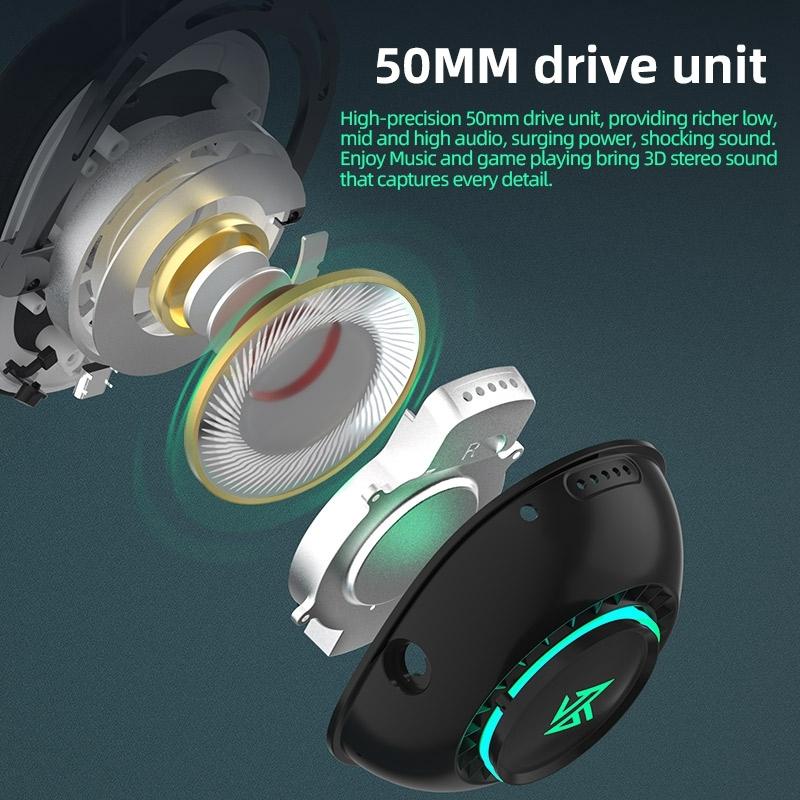 KZ GP20 Wireless Gaming Headset With RGB Lights Bluetooth 50 24G Low Latency Audio 6