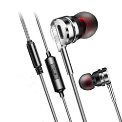 d05 metal stereo wired earbuds with mic and noise isolation for music & calls