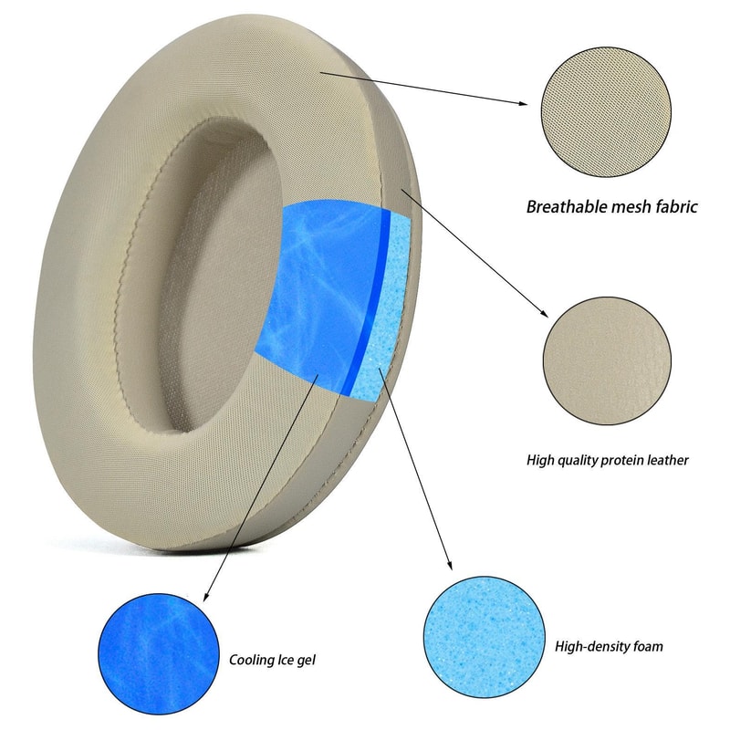 Sony WH 1000XM3 Cooling Gel Replacement Ear Pads with Noise Isolating Memory Foam