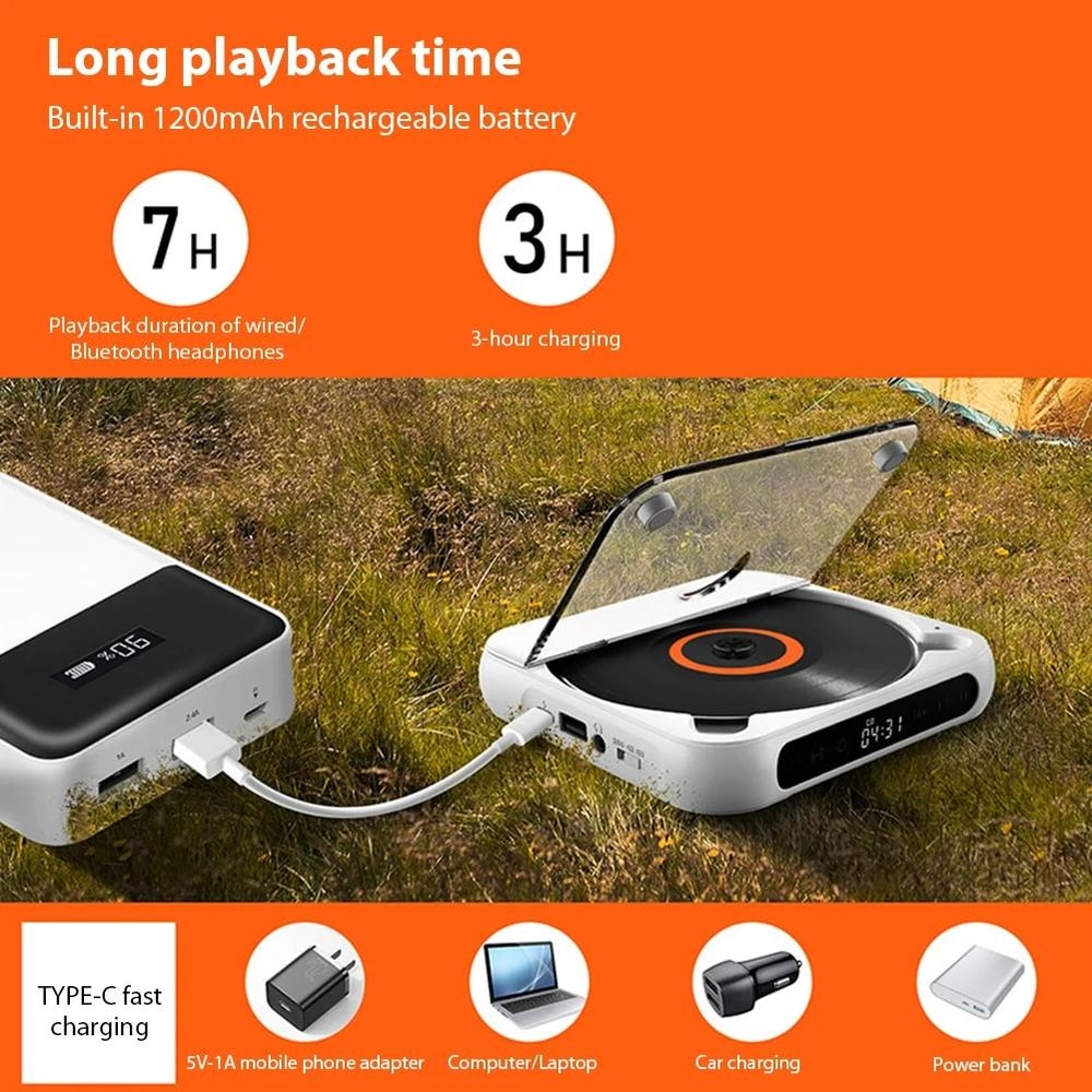 Kecag KC 918 Portable Bluetooth CD Player With Rechargeable Battery Touchscreen Controls 3