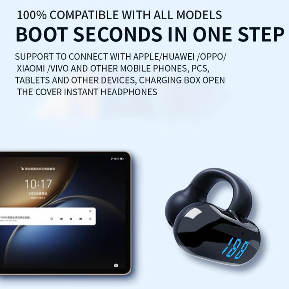 AeroSound Clip On Bluetooth Headphones With Digital Display Open Ear Comfort 6