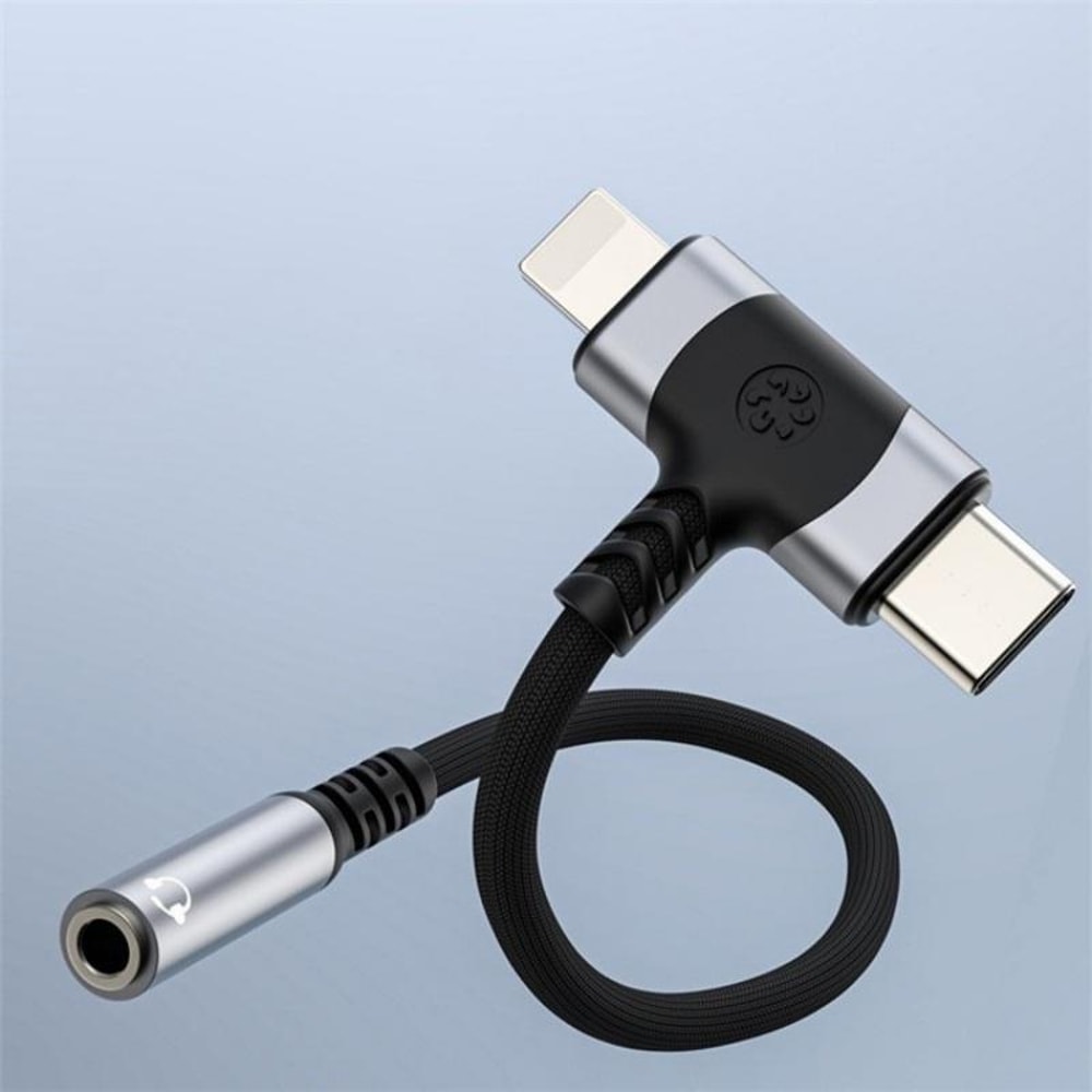 USB C Lightning To 35mm Headphone Adapter With DAC Audio And Braided Cable 1