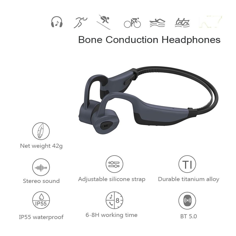 K7 Open Ear Bone Conduction Headphones With 16GB MP3 IPX8 Waterproof Bluetooth 50 10
