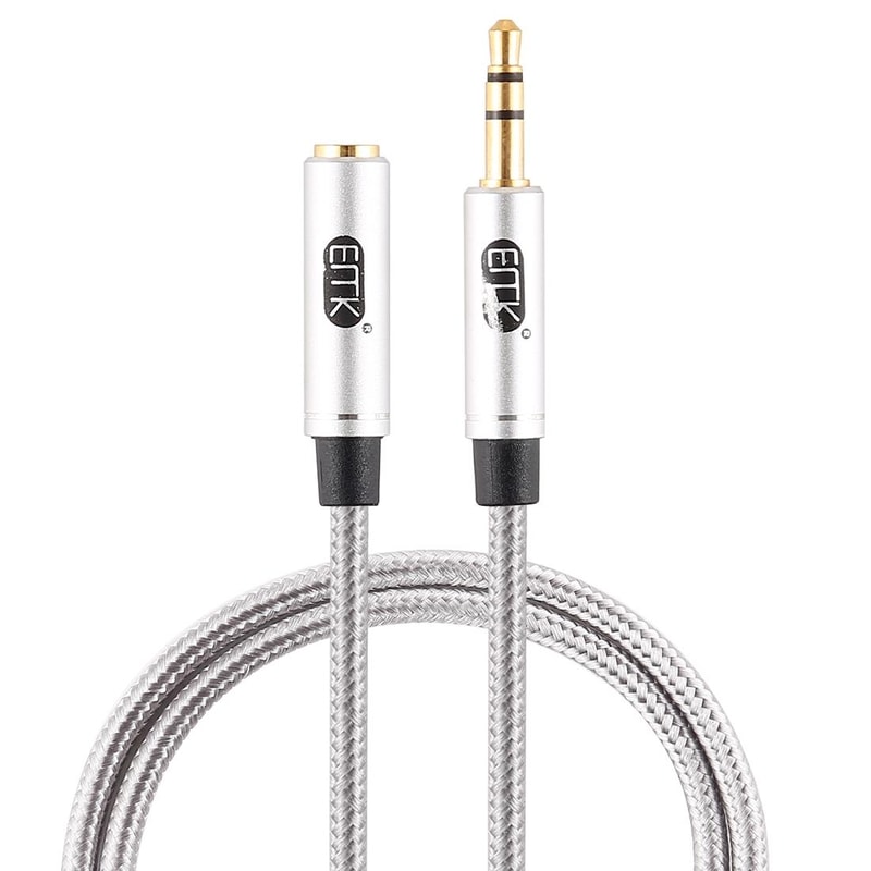 EMK Braided 35mm Audio Extension Cable With Gold Plated Connector For Headphones Speakers Laptops 0