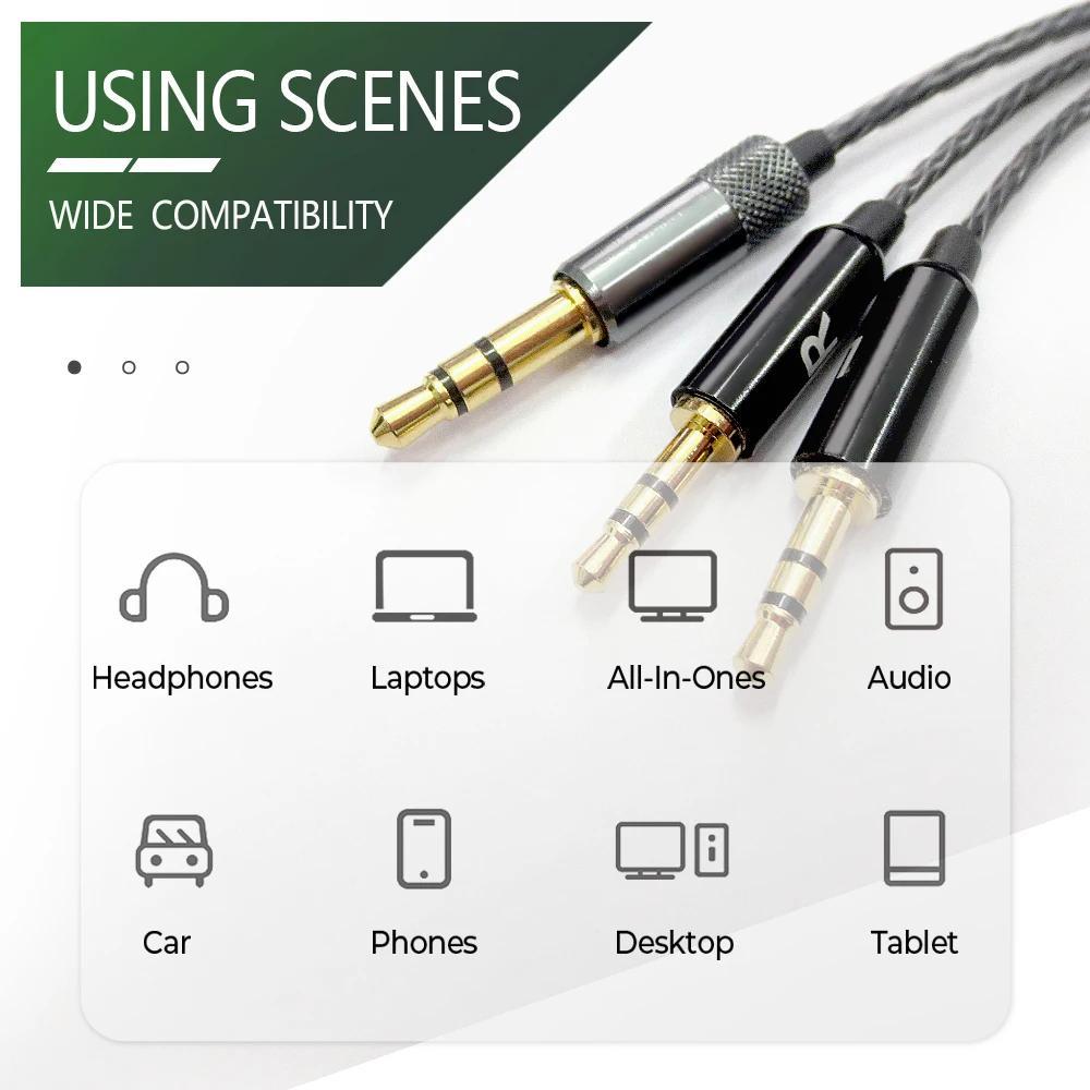 3.5mm to Dual 2.5mm Headphone Replacement Cable for Sol Republic Master Tracks HD V8 V10 V12 X3
