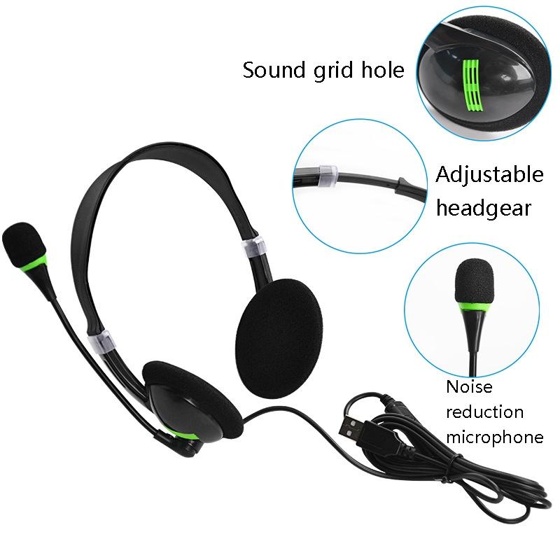 USB Wired Computer Headset With Microphone Inline Controls For PC Calls Music Online Meetings 1