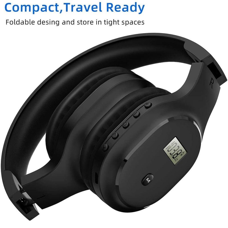 A8 Rechargeable FM Radio Headphones With LCD Display Foldable Memory Foam Design 6