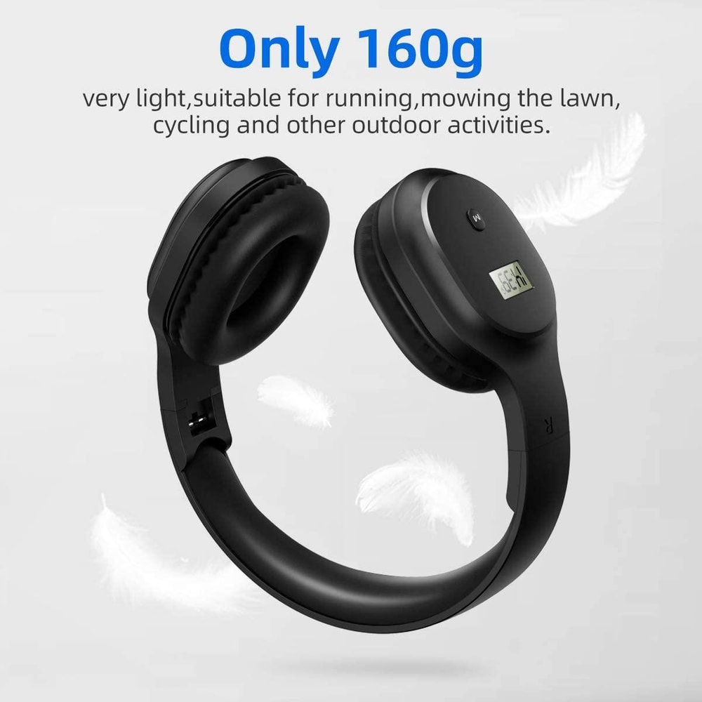 A8 Rechargeable FM Radio Headphones With LCD Display Foldable Memory Foam Design 8