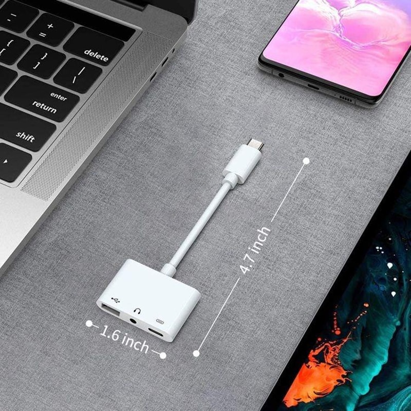 3 In 1 USB C OTG Adapter With 35mm Headphone Jack Fast Charging USB Audio Splitter 9