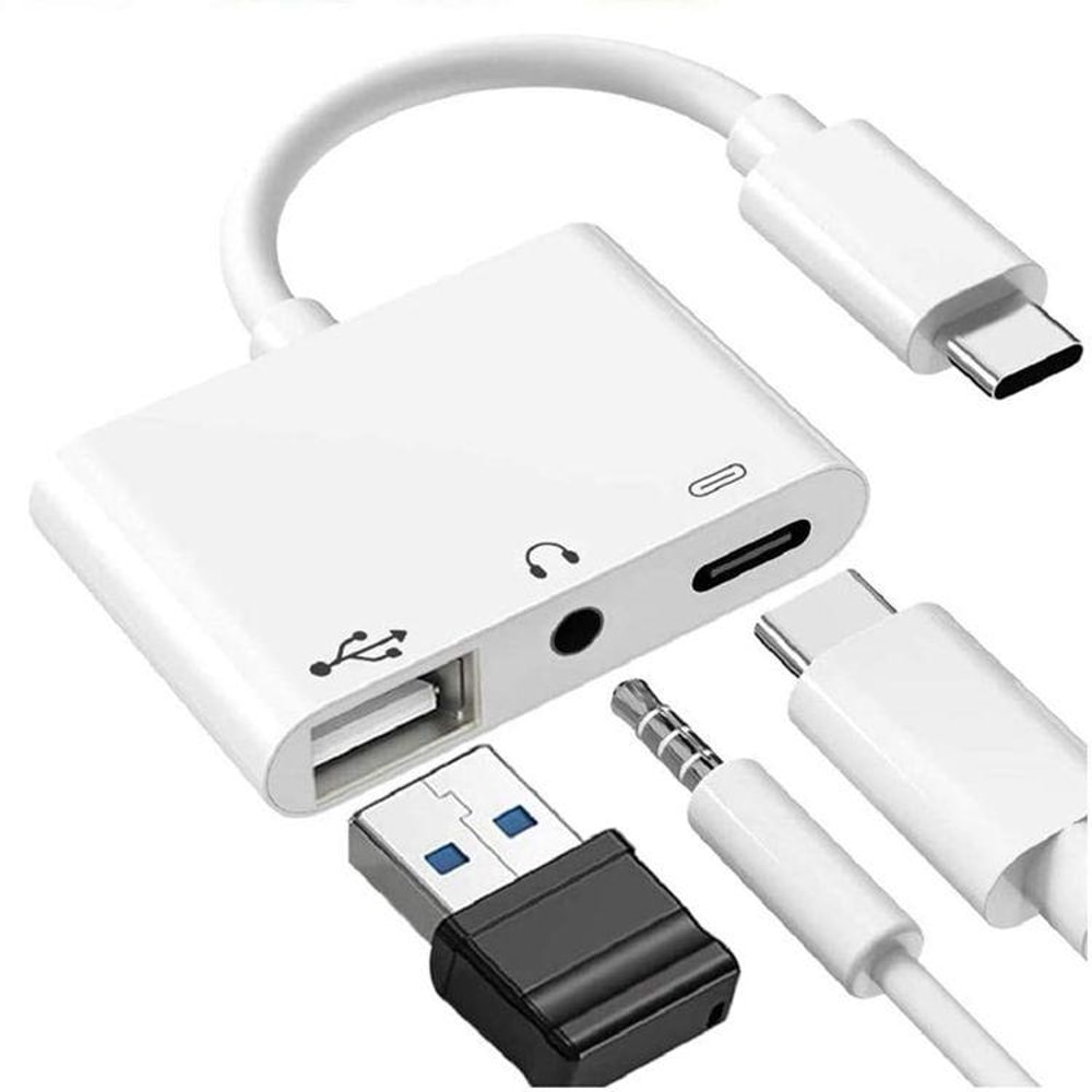 3 In 1 USB C OTG Adapter With 35mm Headphone Jack Fast Charging USB Audio Splitter 0