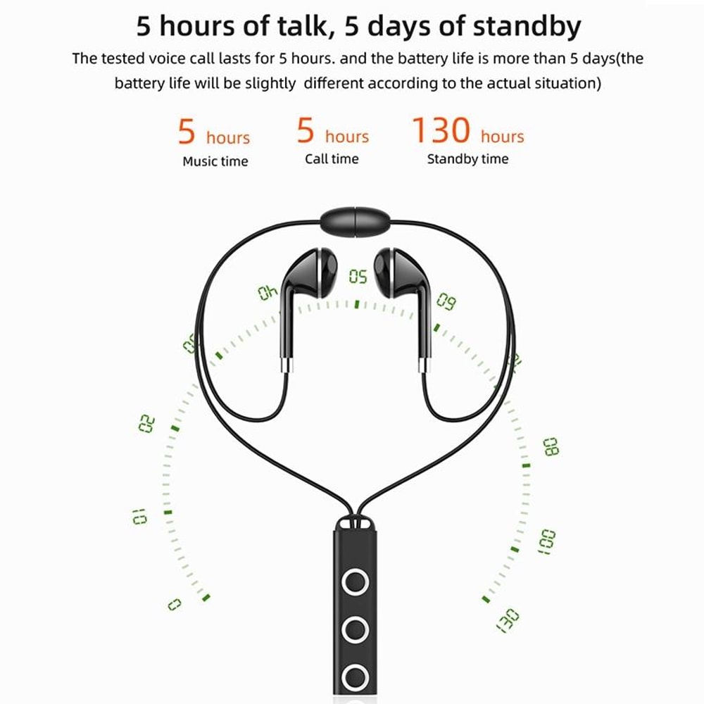 BT313 Bluetooth Sports Earbuds With Magnetic Neckband And HD Stereo Bass Mic 9