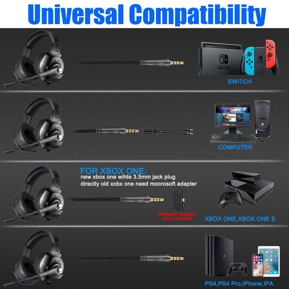 ONIKUMA K6 RGB Gaming Headset With Noise Cancelling Mic And Stereo Bass Sound 7