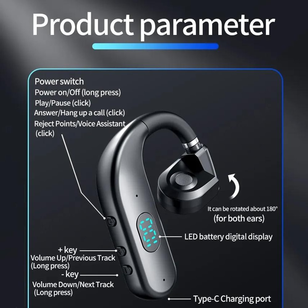 T50 Bluetooth 53 Open Ear Wireless Earbud With Digital Display Noise Reduction 11