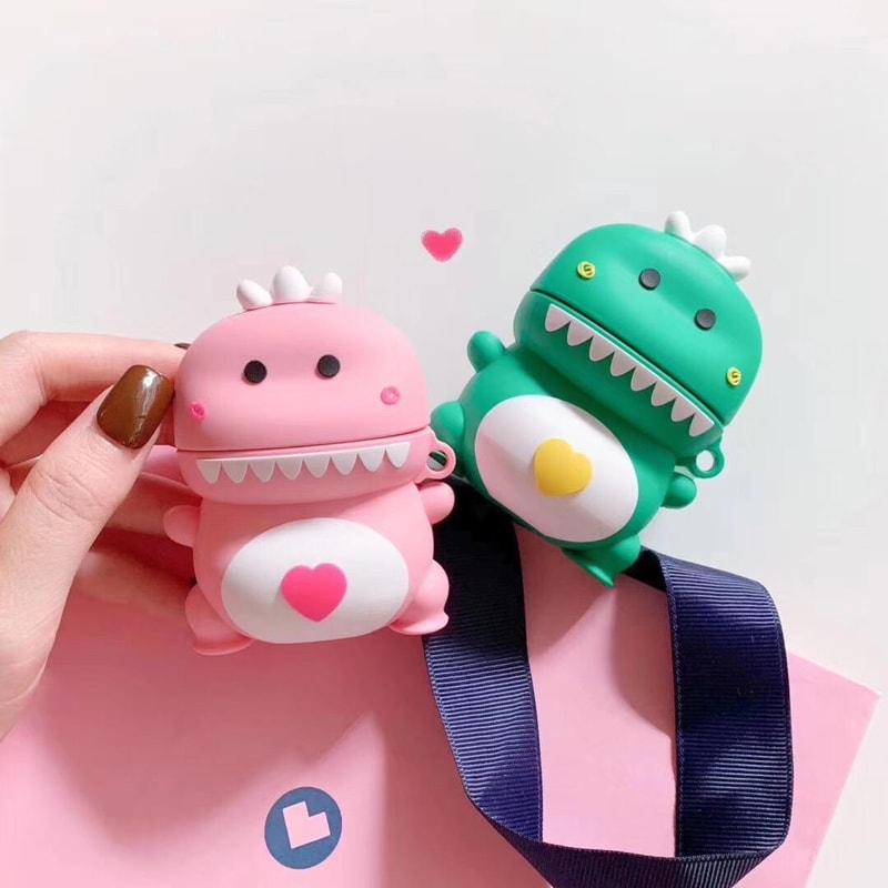 Dinosaur AirPods Case Holder With Strap For AirPods 1 2 Cute AirPods Case Cover For Couples 3