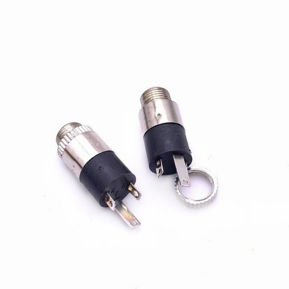35mm Audio Jack Connectors With Nut Vertical 3 Pin Stereo Headphone Socket 2