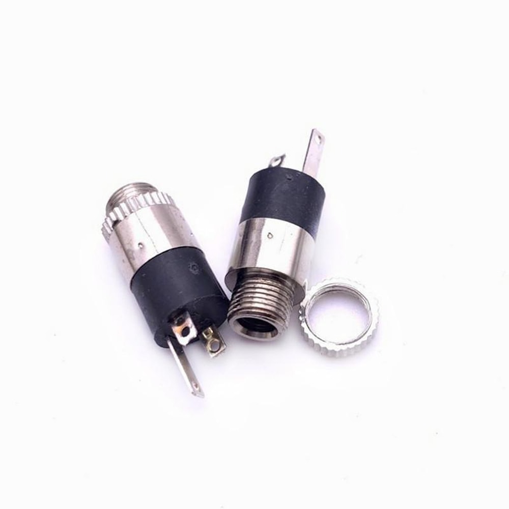 35mm Audio Jack Connectors With Nut Vertical 3 Pin Stereo Headphone Socket 3