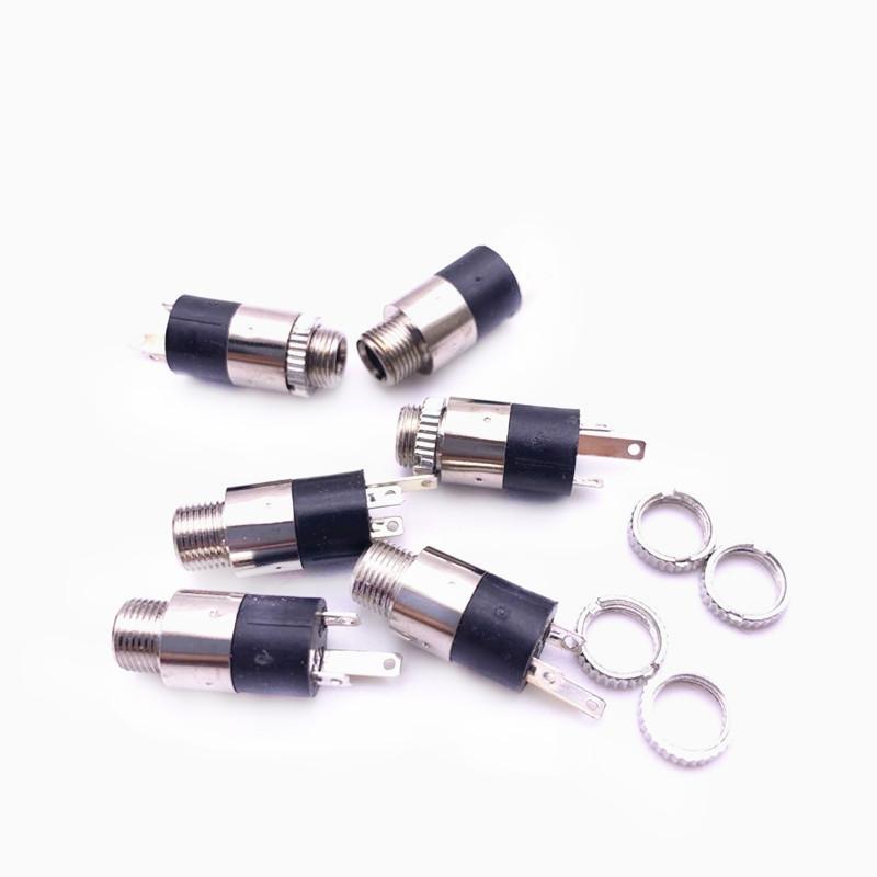 35mm Audio Jack Connectors With Nut Vertical 3 Pin Stereo Headphone Socket 1