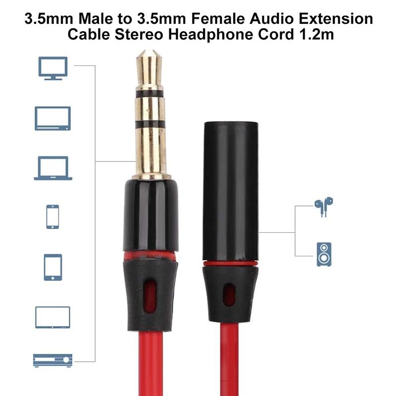 Universal 35mm AUX Extension Cable For Phones Headphones Car Stereo 1