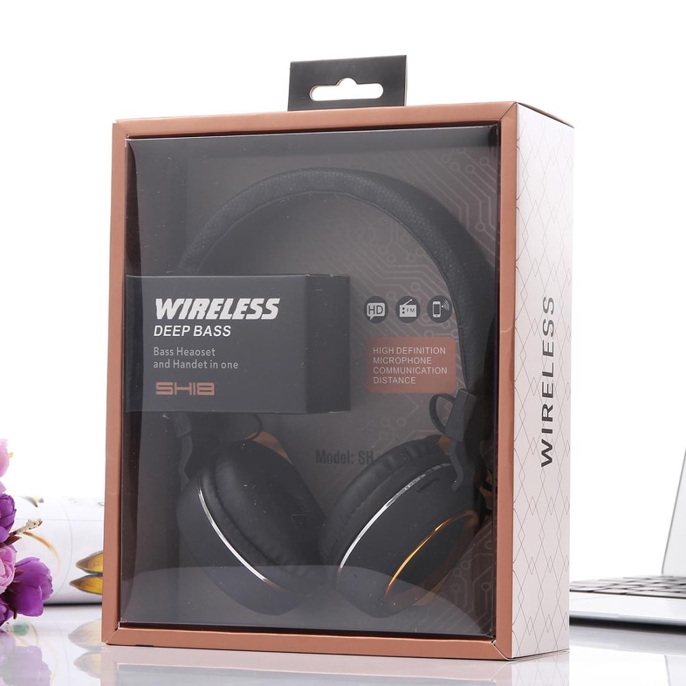 SH 18 Wireless Bluetooth Headphones With FM Radio TF Card Foldable Stereo Headset 5