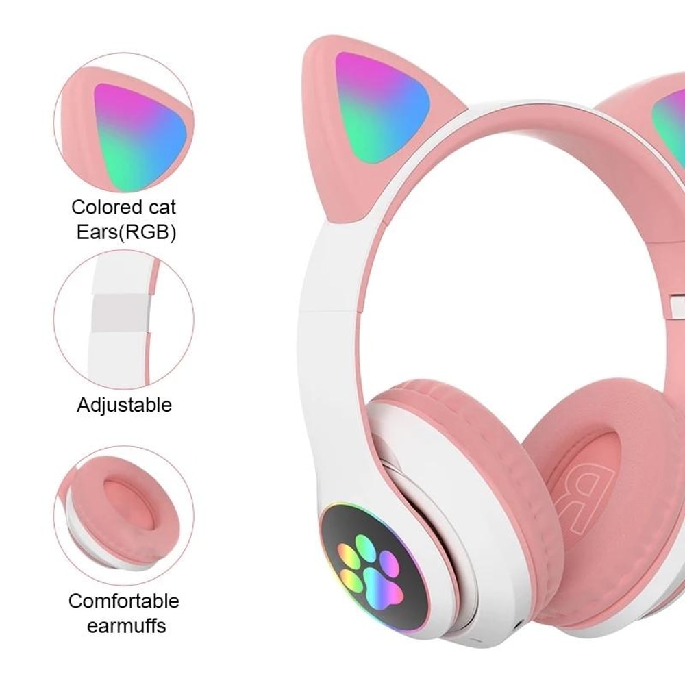 RGB Cat Ear Bluetooth Headphones With Mic TF Card Wired Mode For Kids And Music Lovers 2