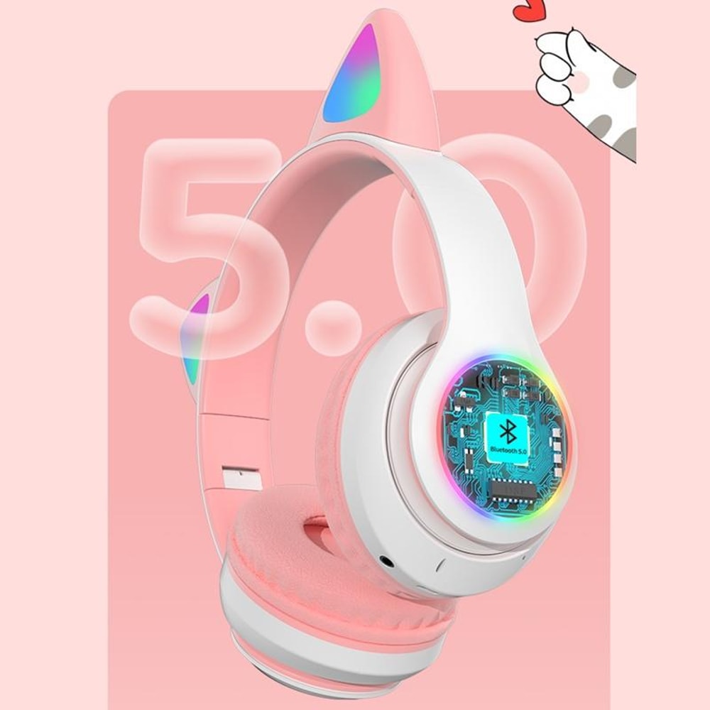 RGB Cat Ear Bluetooth Headphones With Mic TF Card Wired Mode For Kids And Music Lovers 13