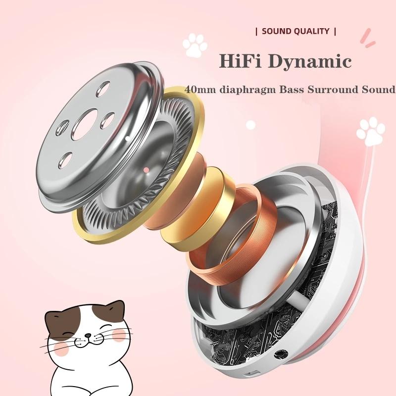 RGB Cat Ear Bluetooth Headphones With Mic TF Card Wired Mode For Kids And Music Lovers 9