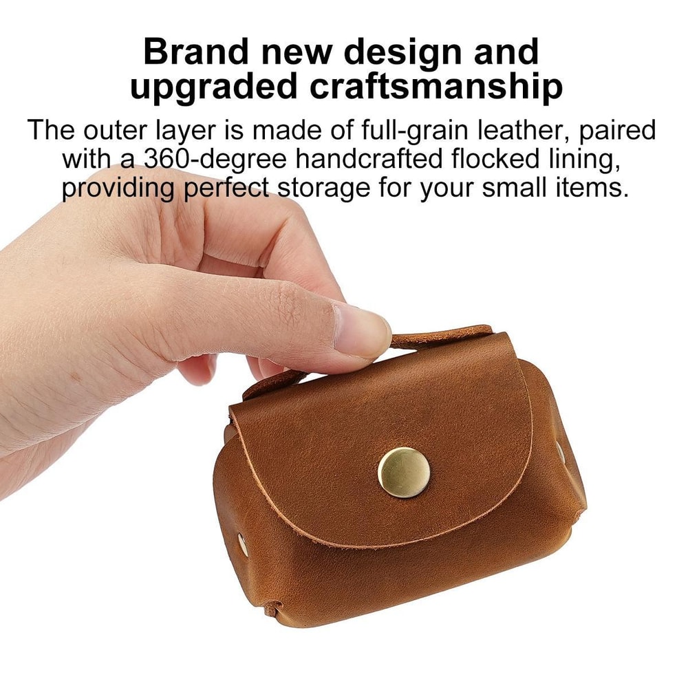 Vintage Genuine Leather Mini Wallet Coin Purse For Cards Cash Everyday Essentials 6