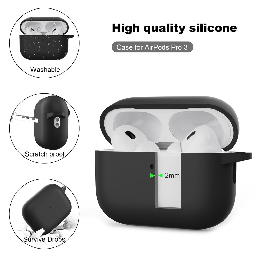 Silicone AirPods Pro 3 Case Cover With Hook And Shockproof Protection 3