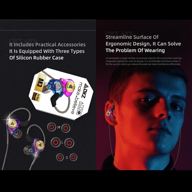 QKZ AK3 Bass Boost In Ear Headphones With Mic And 35mm Wired Earbuds 8