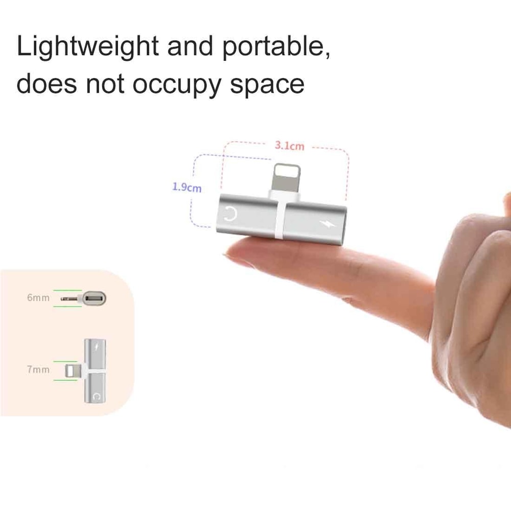 2 In 1 Lightning Audio Adapter For IPhone Charging Headphone Listening 3