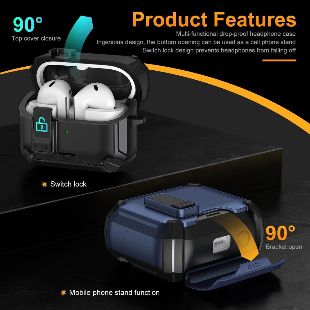 MagSafe Lock Case For Galaxy Buds 3 Pro With Carabiner Magnetic Stand 4