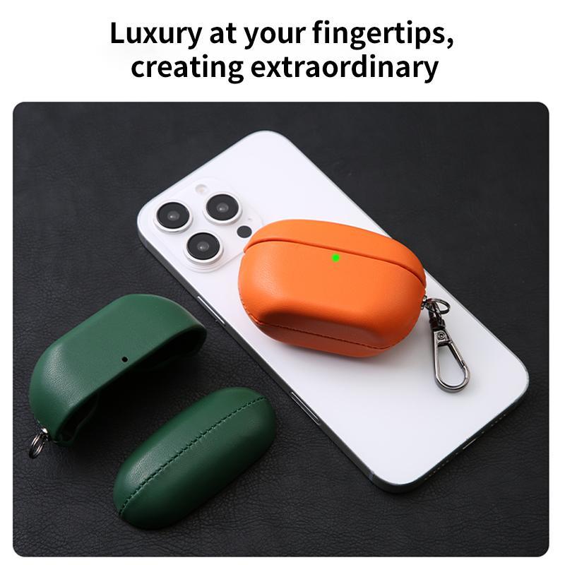 Luxury Sony WF 1000XM5 Case In Oily Leather With Secure Snap Lock Charging Access 12