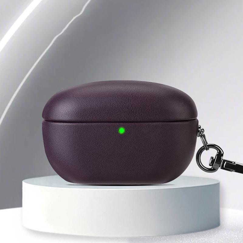 Luxury Sony WF 1000XM5 Case In Oily Leather With Secure Snap Lock Charging Access 3