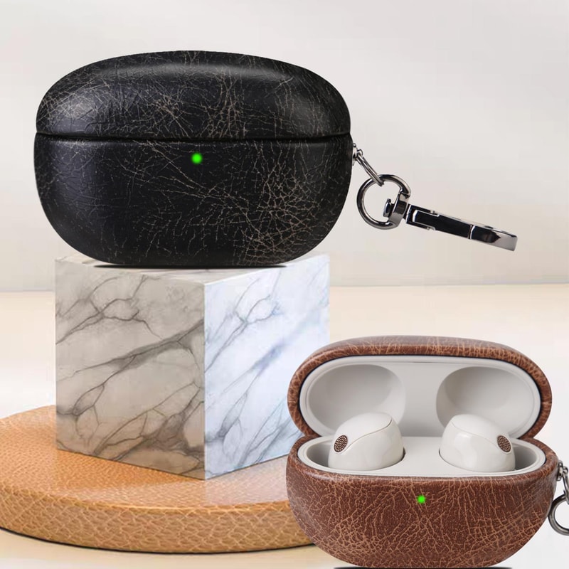 Retro Crazy Horse Leather Case For Sony WF 1000XM5 Wireless Earbuds 2
